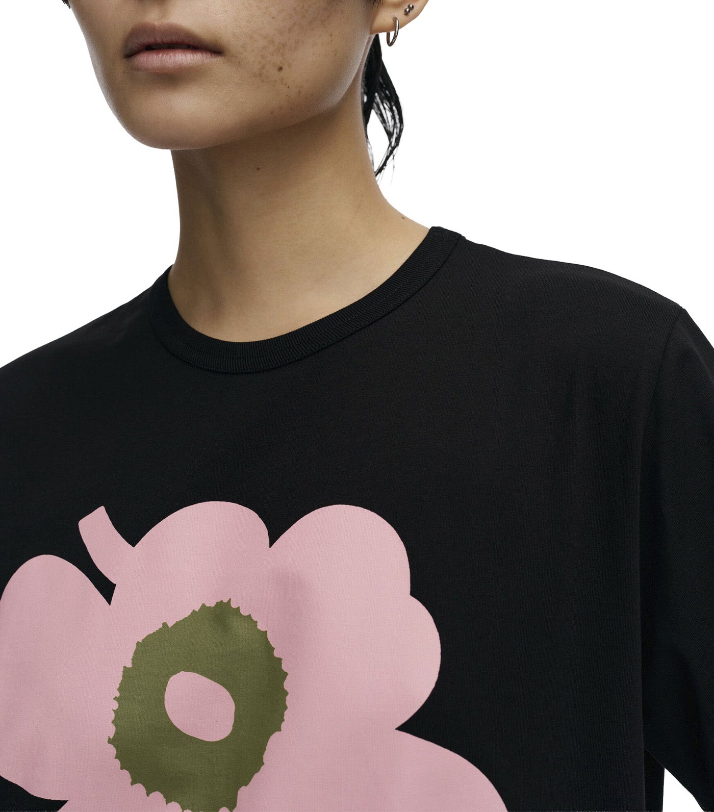 Erna Unikko Placement Kioski T-Shirt Black/Light Pink/Green