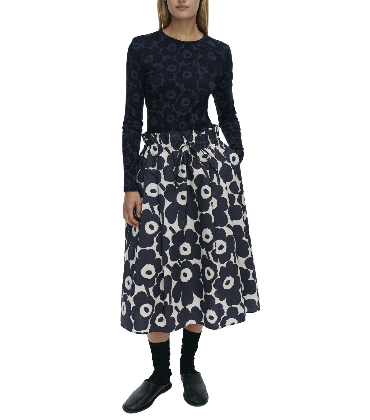 Kirjoitus Unikko Skirt Dark Blue/Off White