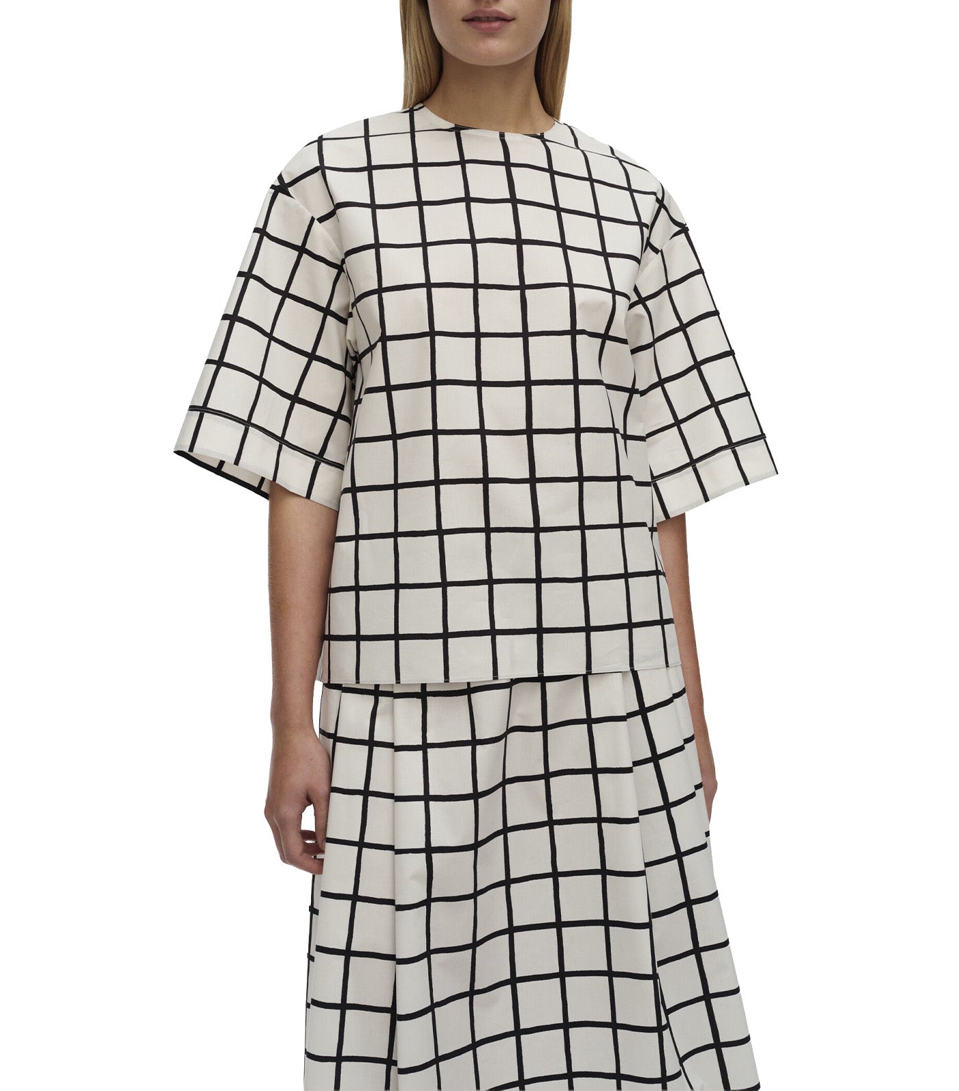 Kansio Iso Ruutu Blouse Off White/Black