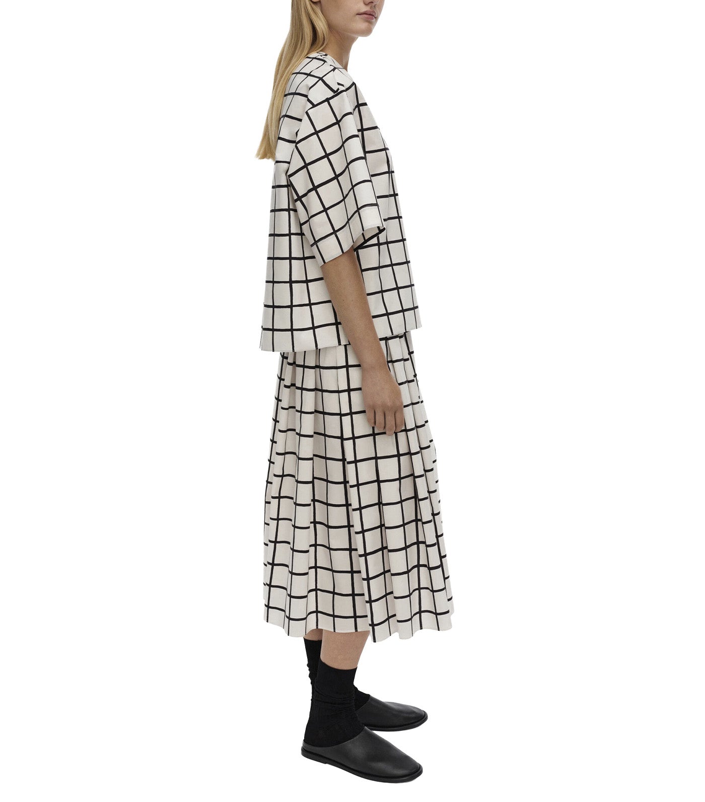 Kansio Iso Ruutu Blouse Off White/Black