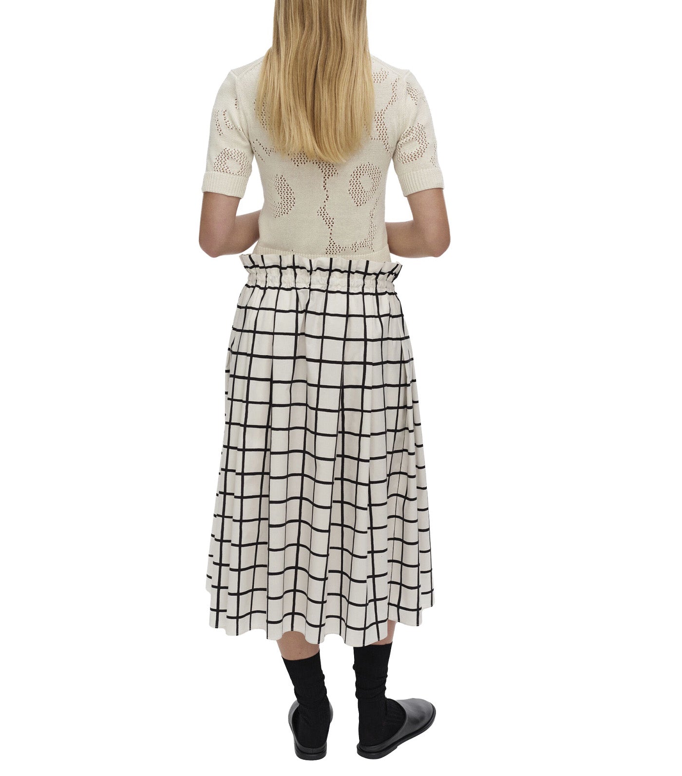 Kirjoitus Iso Ruutu Skirt Off White/Black