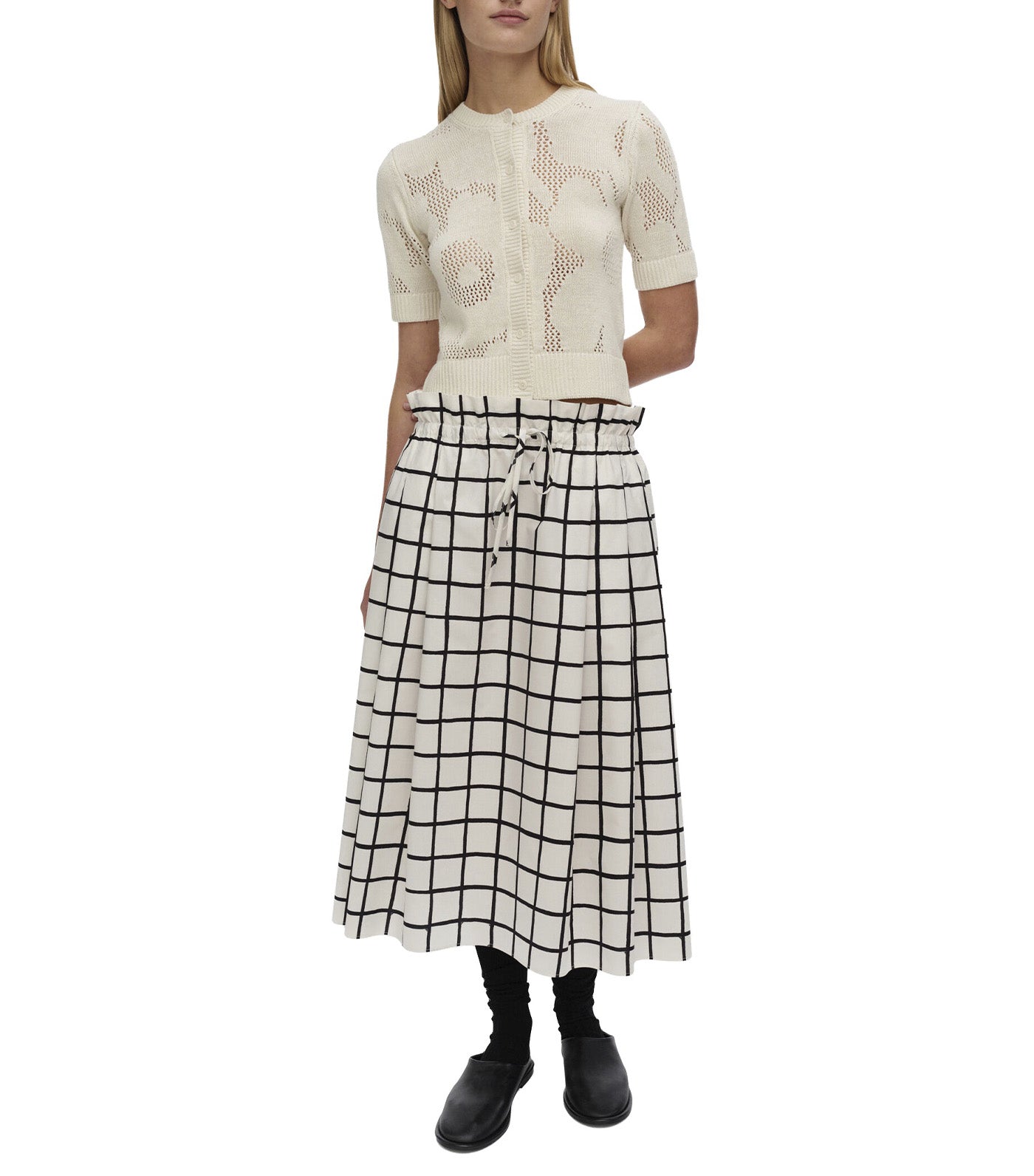 Kirjoitus Iso Ruutu Skirt Off White/Black