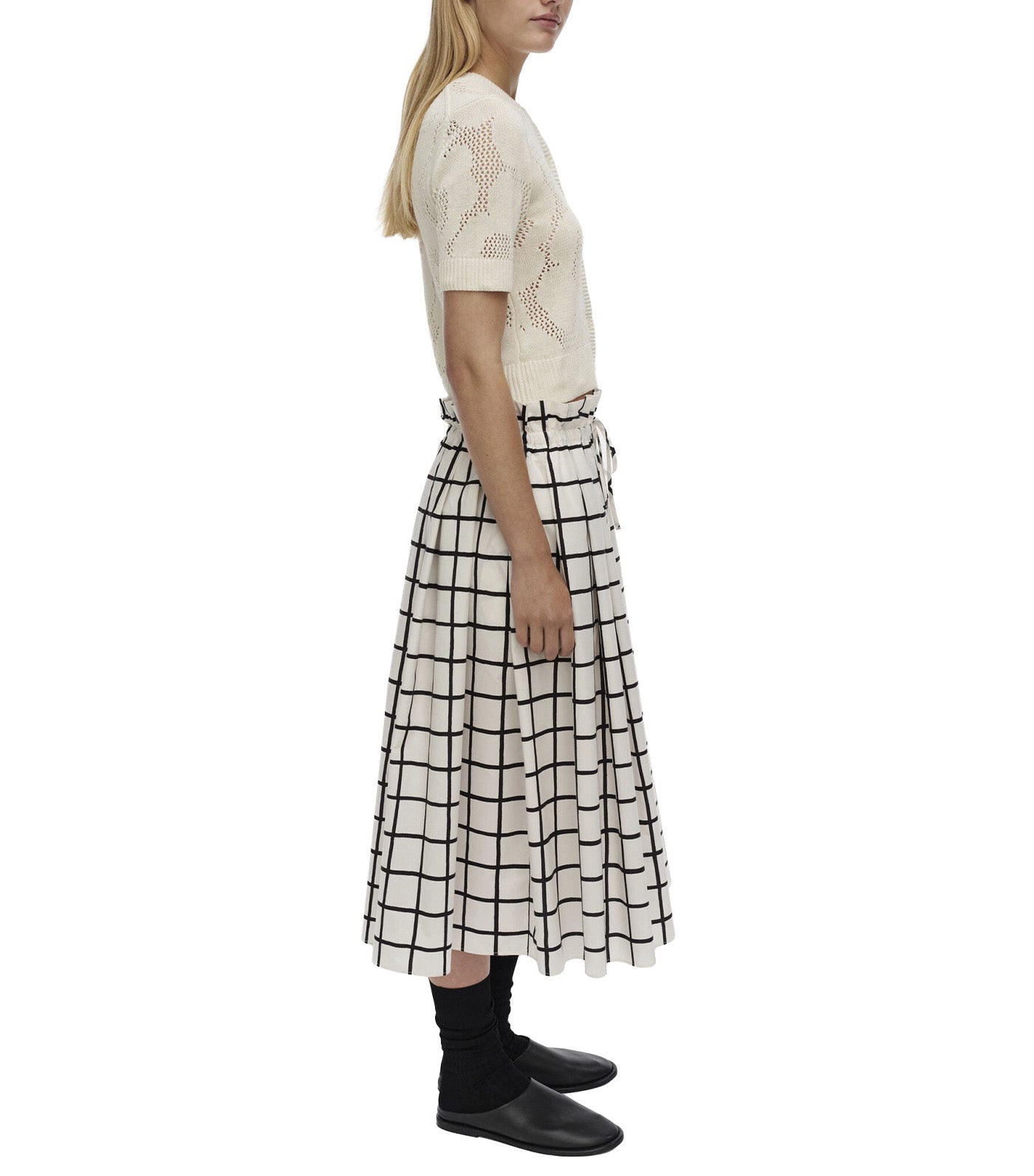 Kirjoitus Iso Ruutu Skirt Off White/Black