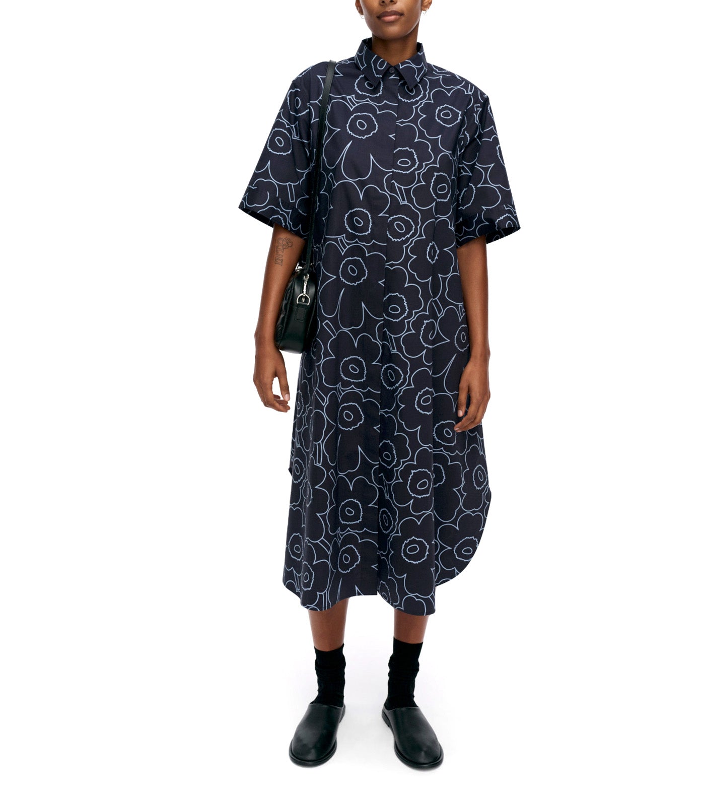 Popliini Piirto Unikko Dress Dark Blue/Light Blue