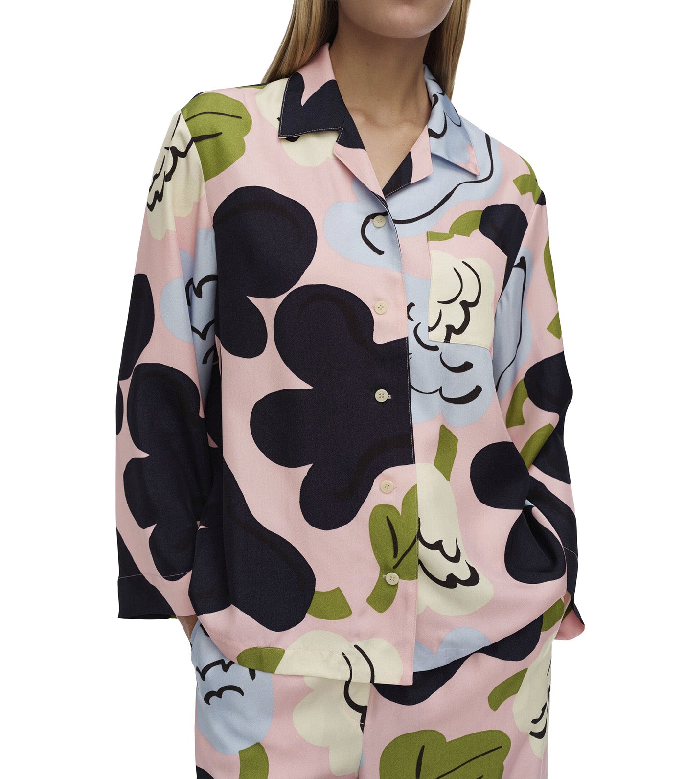 Viivoitus Kukasta Kukkaan Shirt Light Pink/Dark Blue/Light Blue