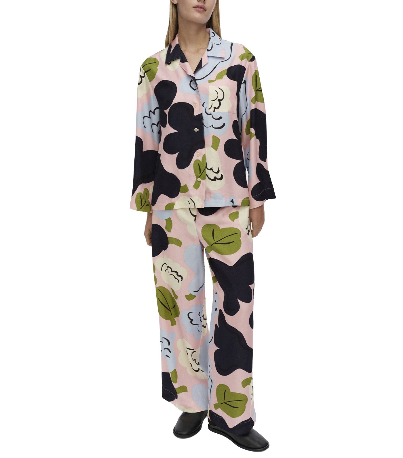 Viivoitus Kukasta Kukkaan Shirt Light Pink/Dark Blue/Light Blue