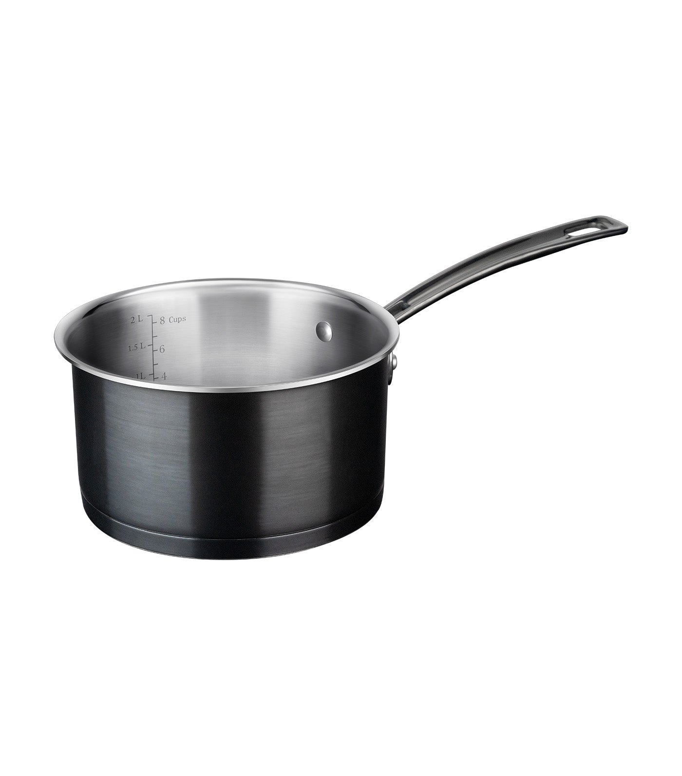 2.5 Quart Stainless Steel Saucepan Black Mica Shine