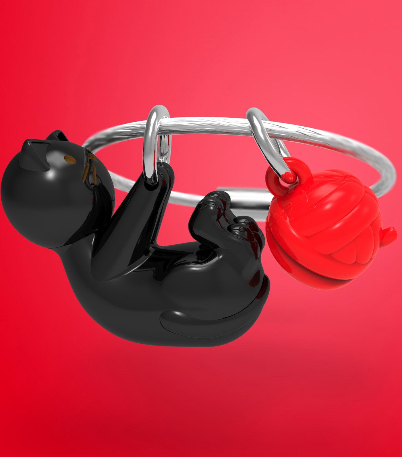 Playing Cat Keyring