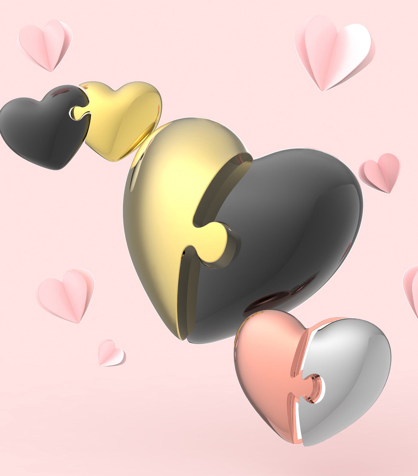 Hearts Puzzle You & I (Love) Keyring