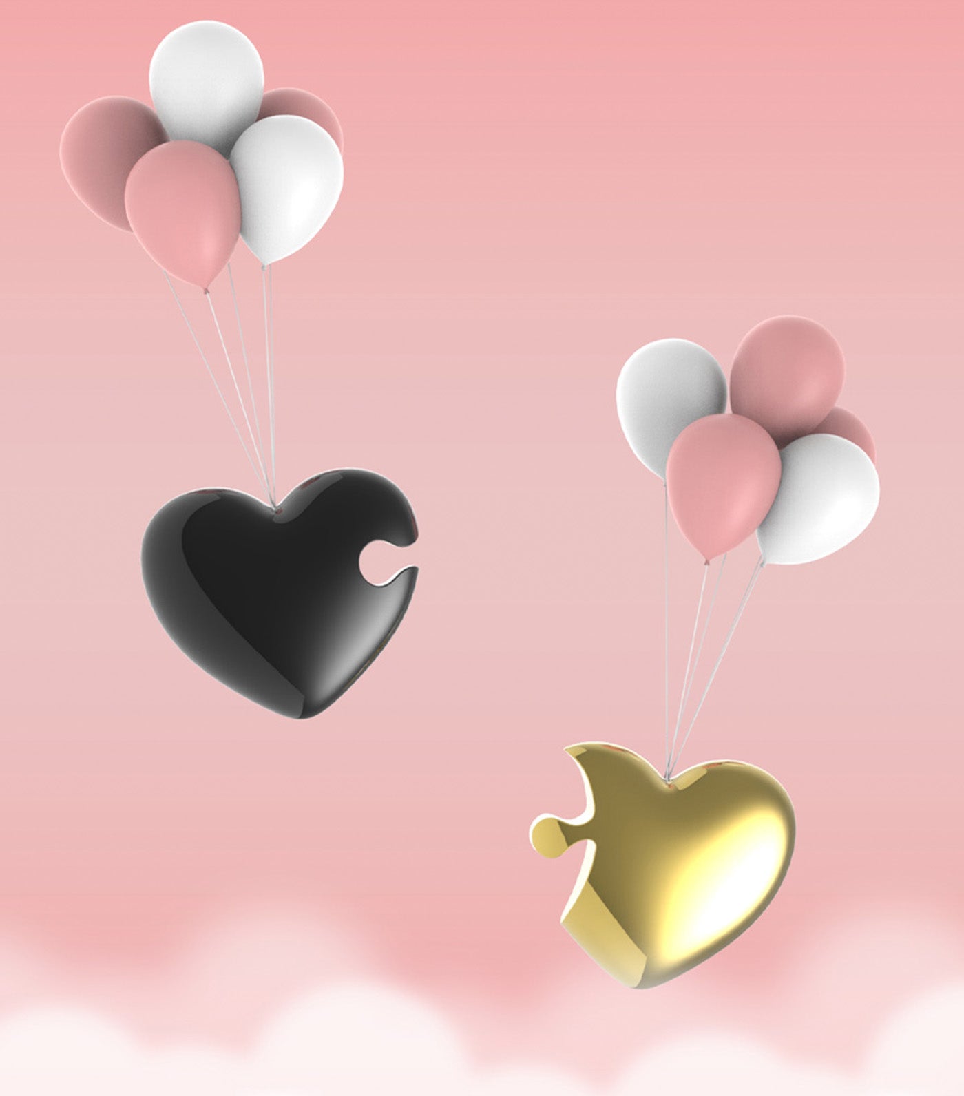 Hearts Puzzle You & I (Love) Keyring