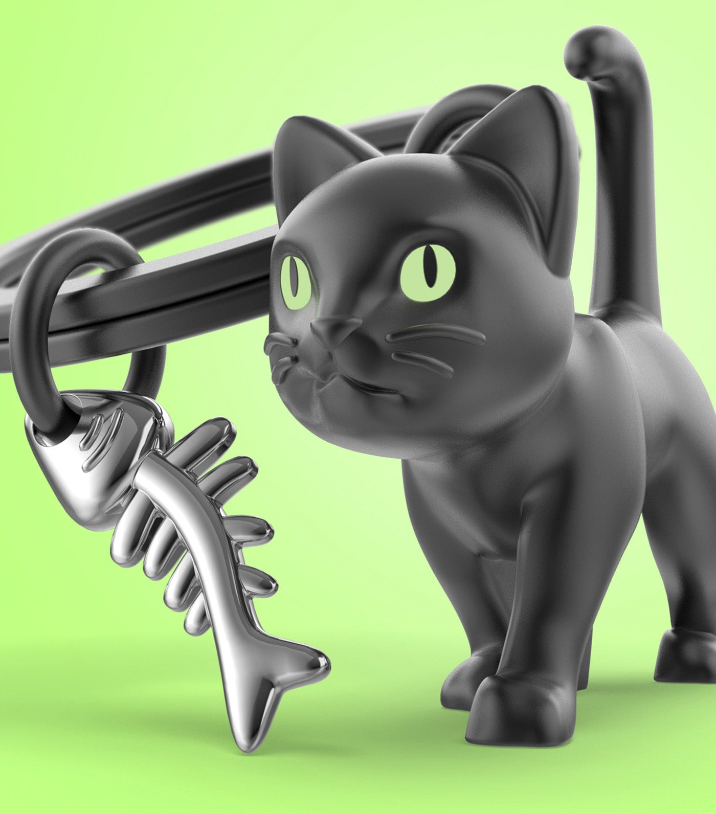 Meta[l]morphose Cat Keyring Black