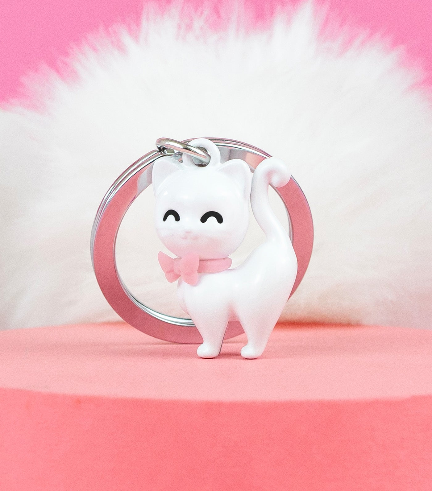 Kitten Cat Keyring White