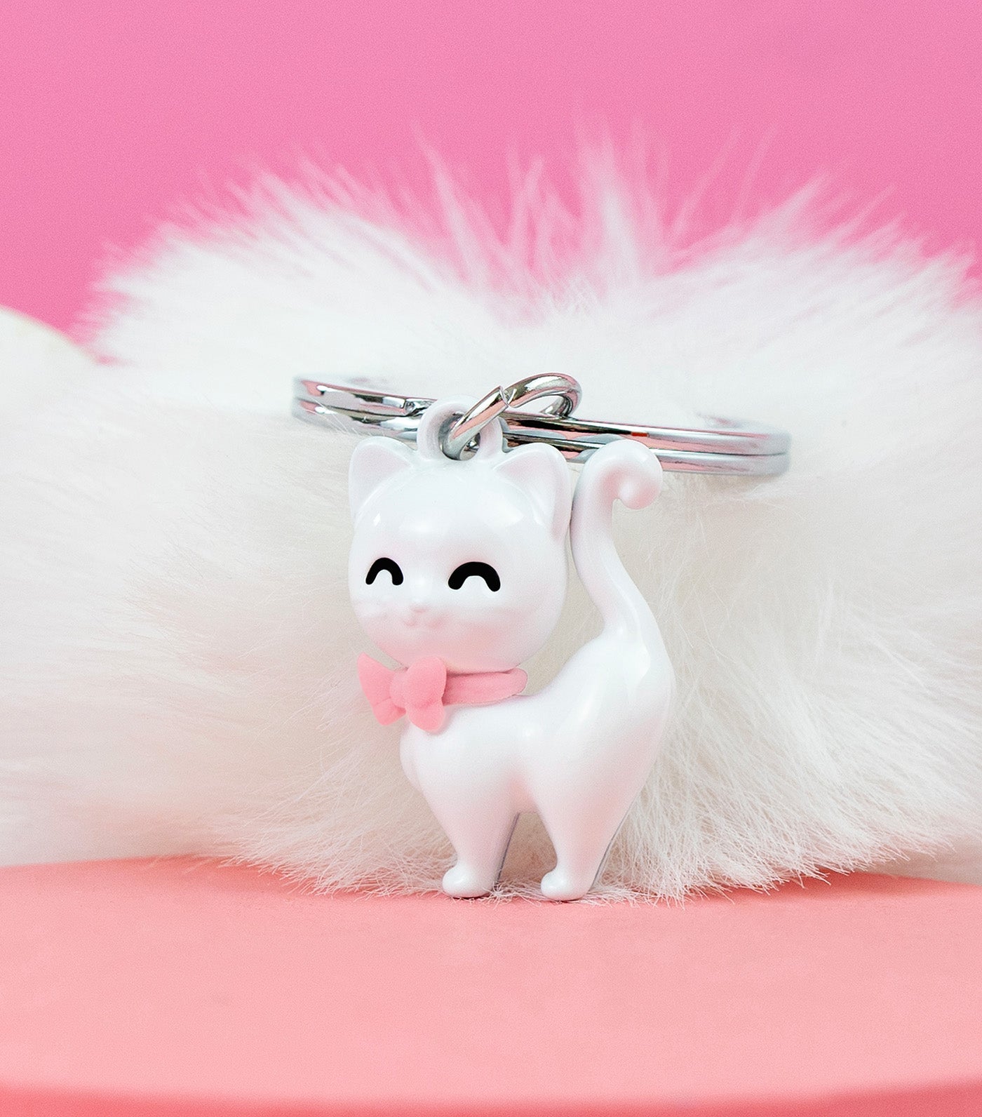 Kitten Cat Keyring White