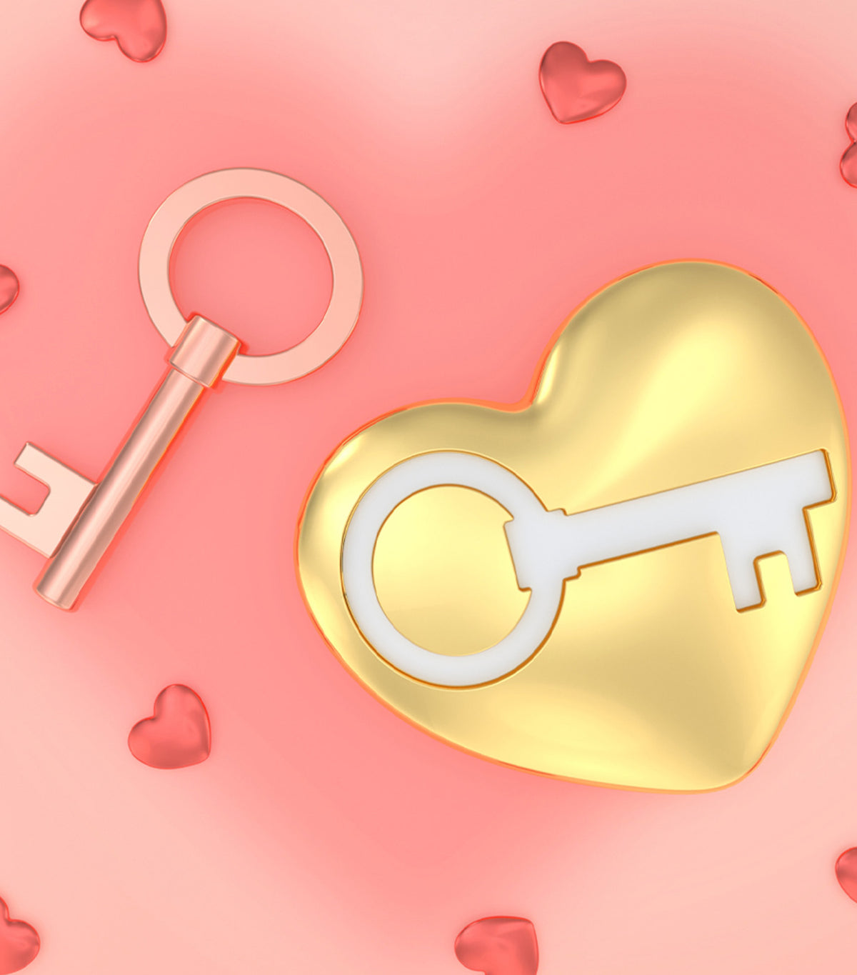 Heart and Key Keyring