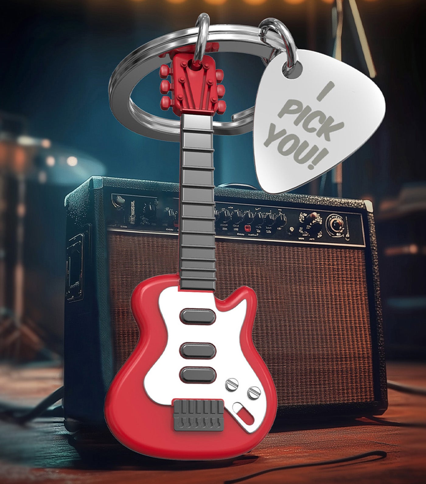 Electric Guitar Keyring Red
