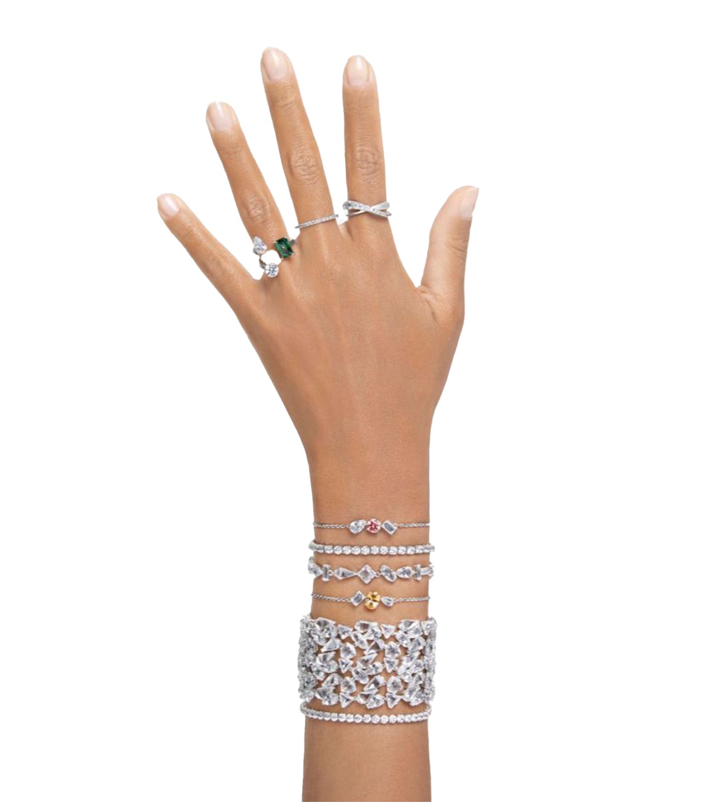 Mesmera Bracelet Mixed Cuts Pink Rhodium Plated