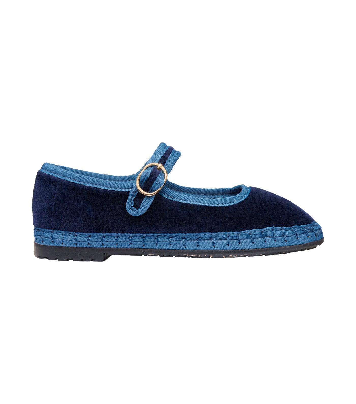 Flabelus Montague Kids Mary Jane - Velvet Navy Blue