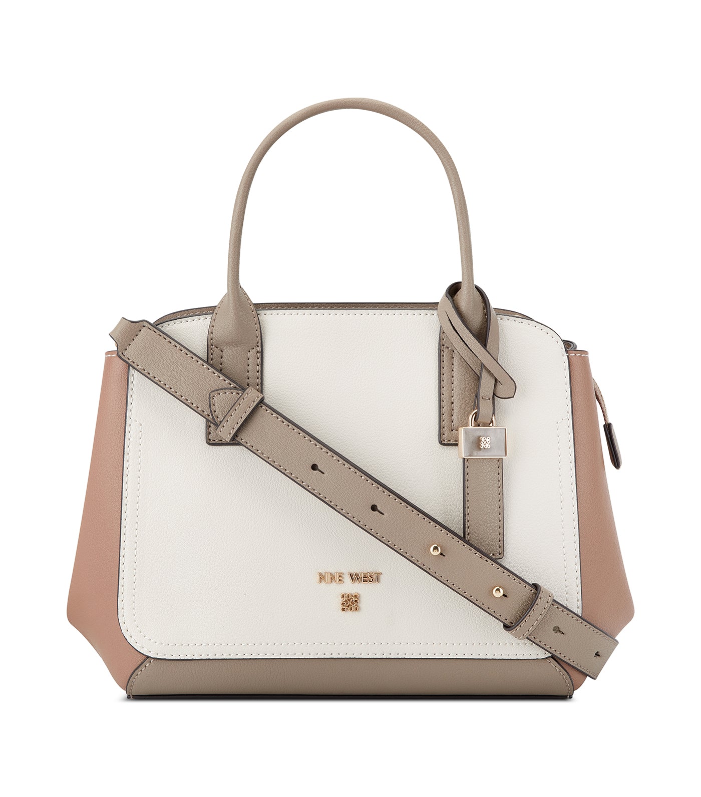 Morden Color Block Satchel Bag White