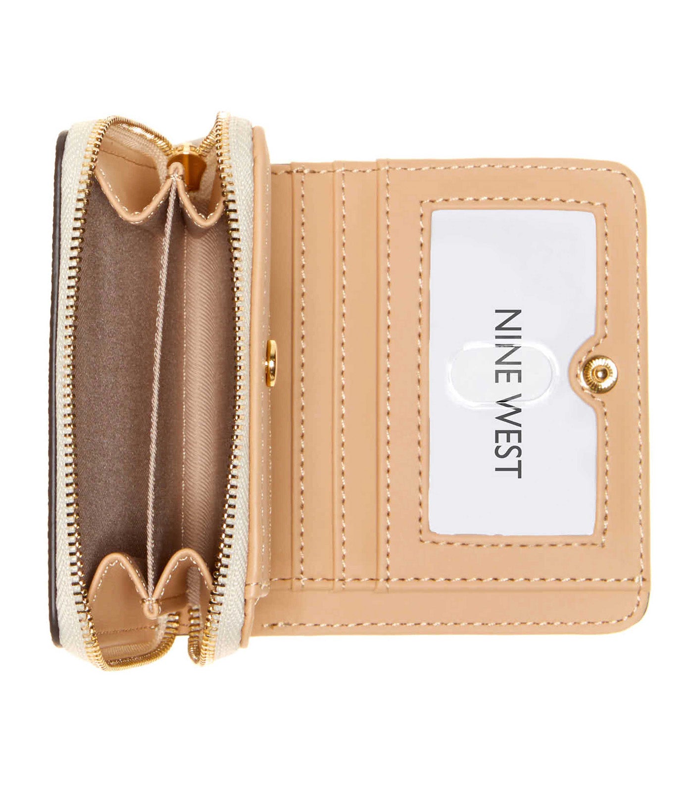 Lockup 9 Small Zip Around Beige Logo/Mahogany