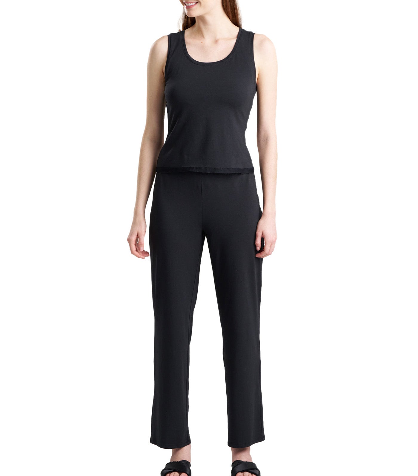 Blissful Essentials Cotton Modal Tank Pajama Set Black