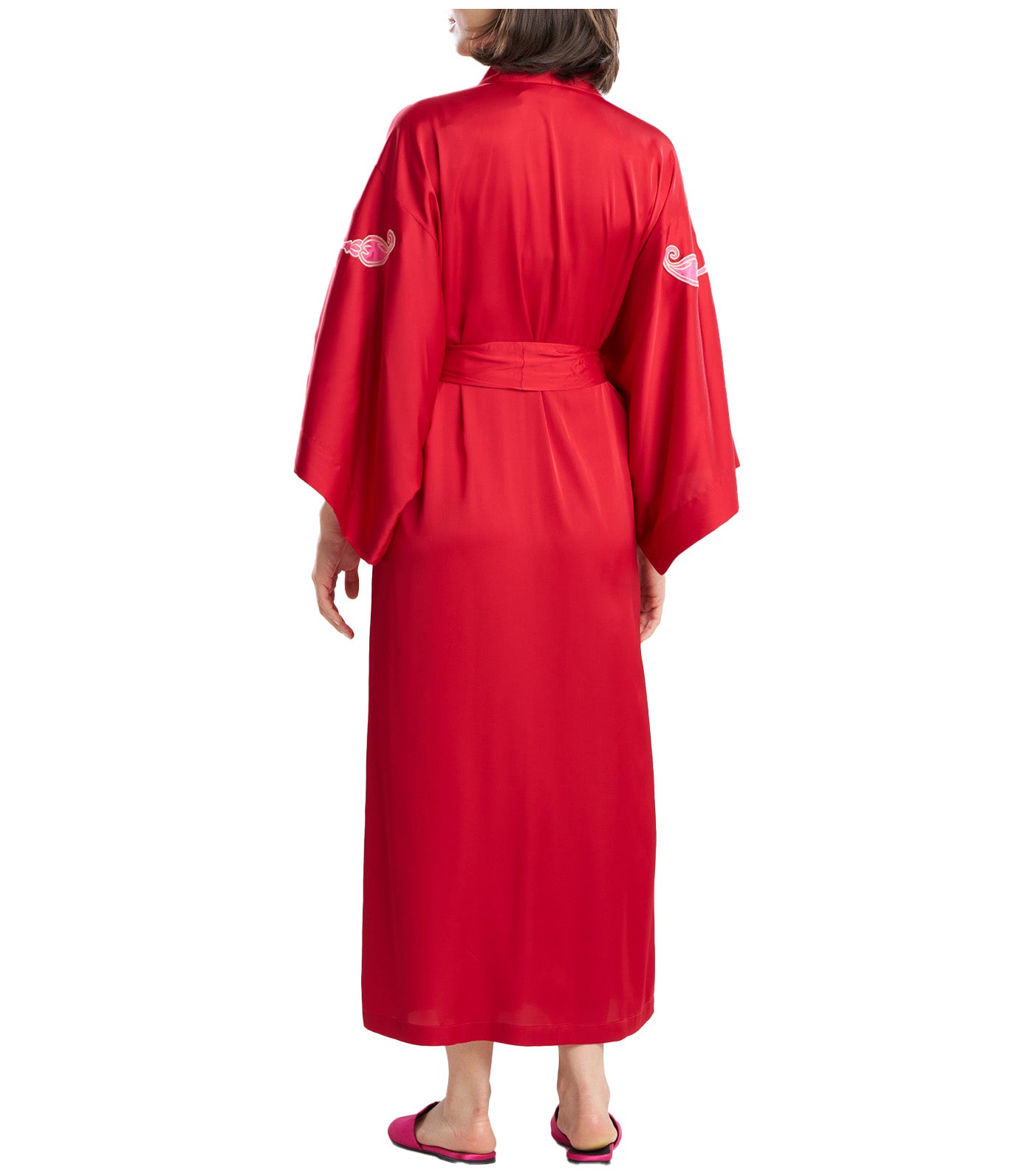 Natori Satin Essentials Robe Brocade Red