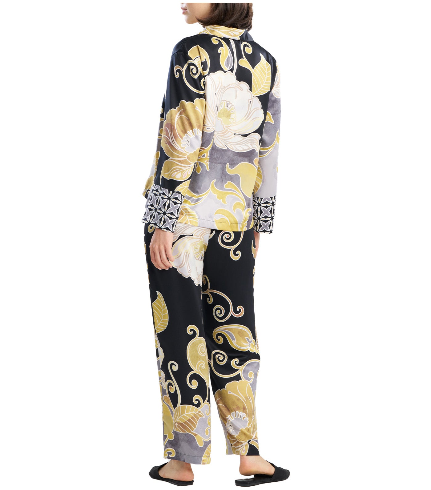 Natori Deco Notch Pajama Set Black/Gold