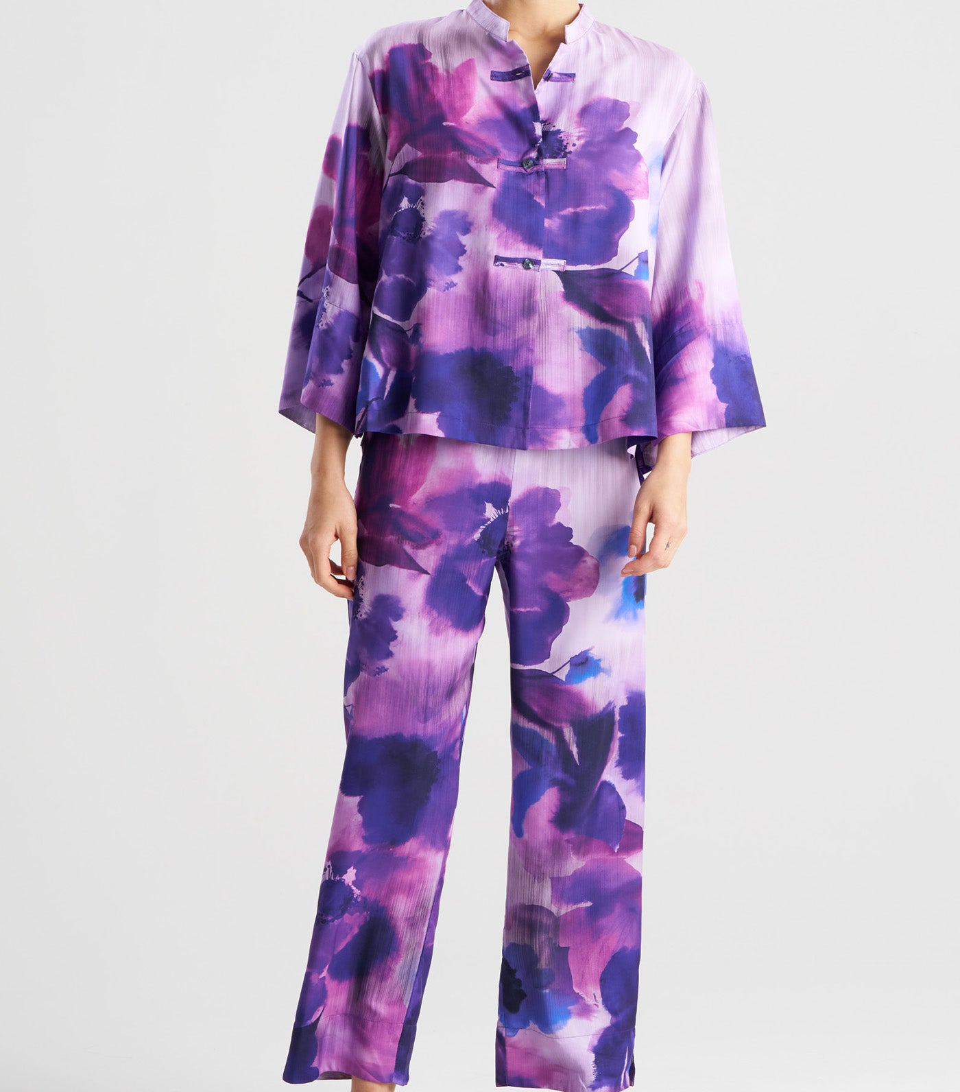 Mizuki Mandarin Pajama Set Floret Purple