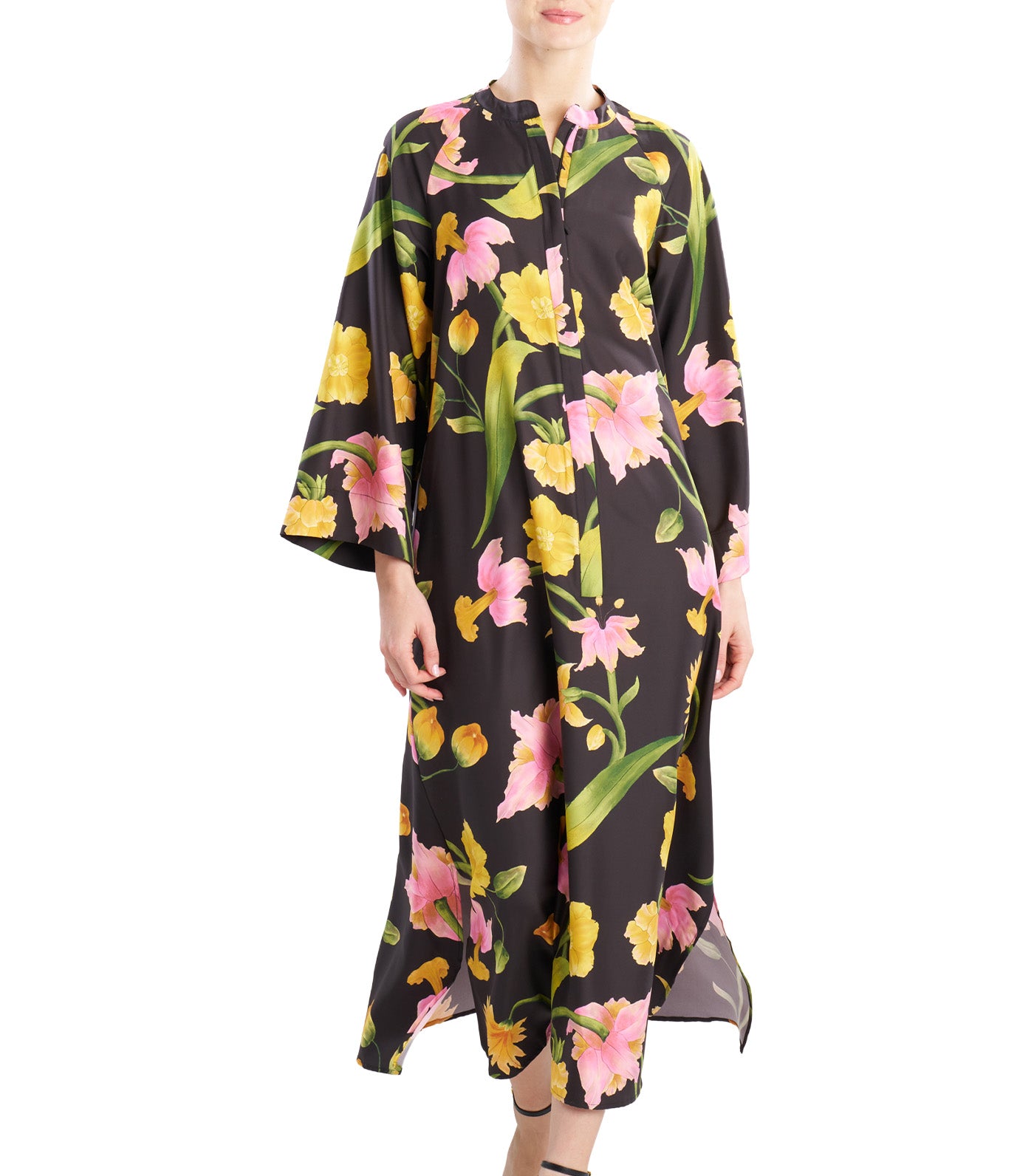 Solene Zip Caftan Black Multi