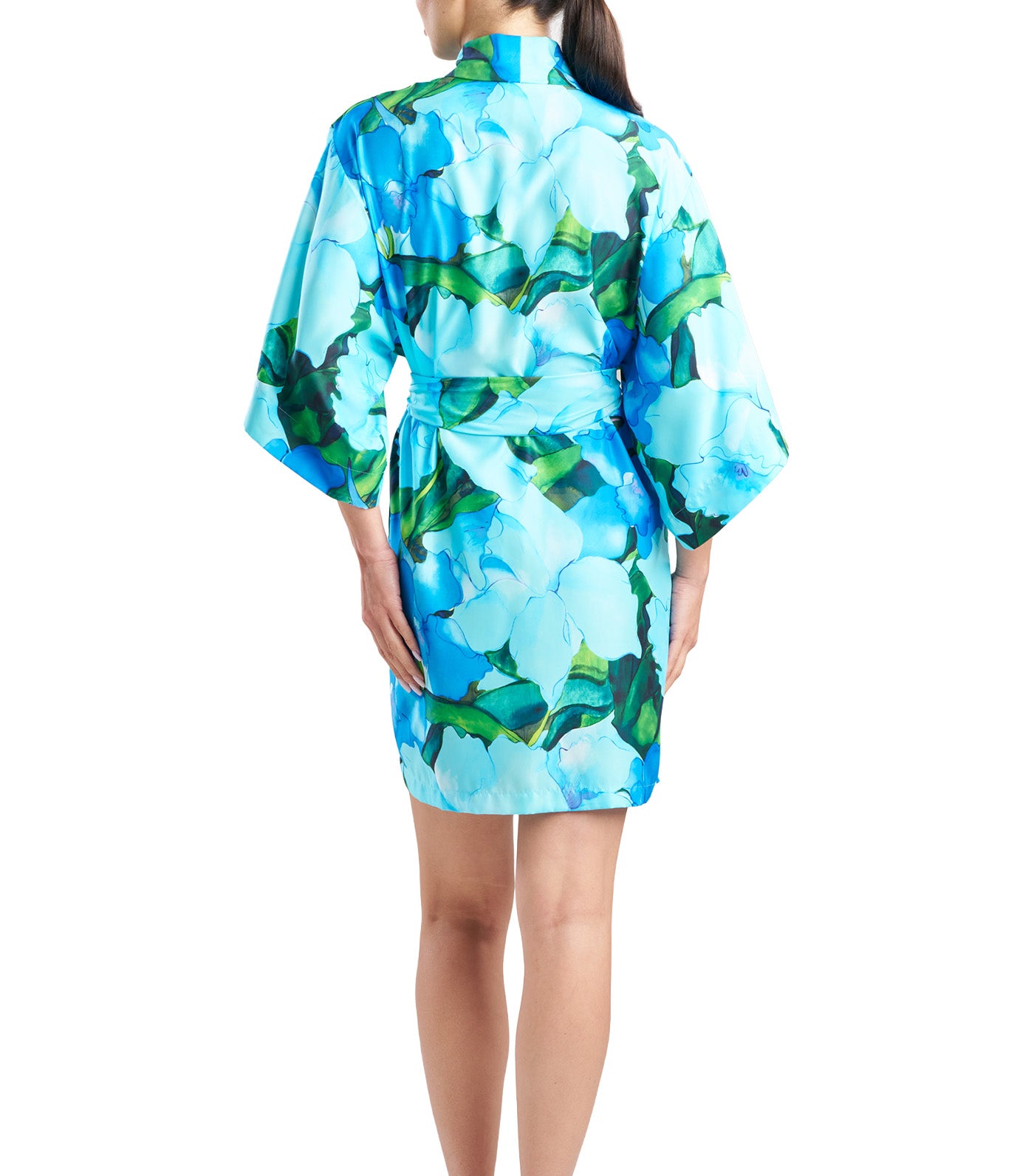 Isla Printed Satin Wrap Blue