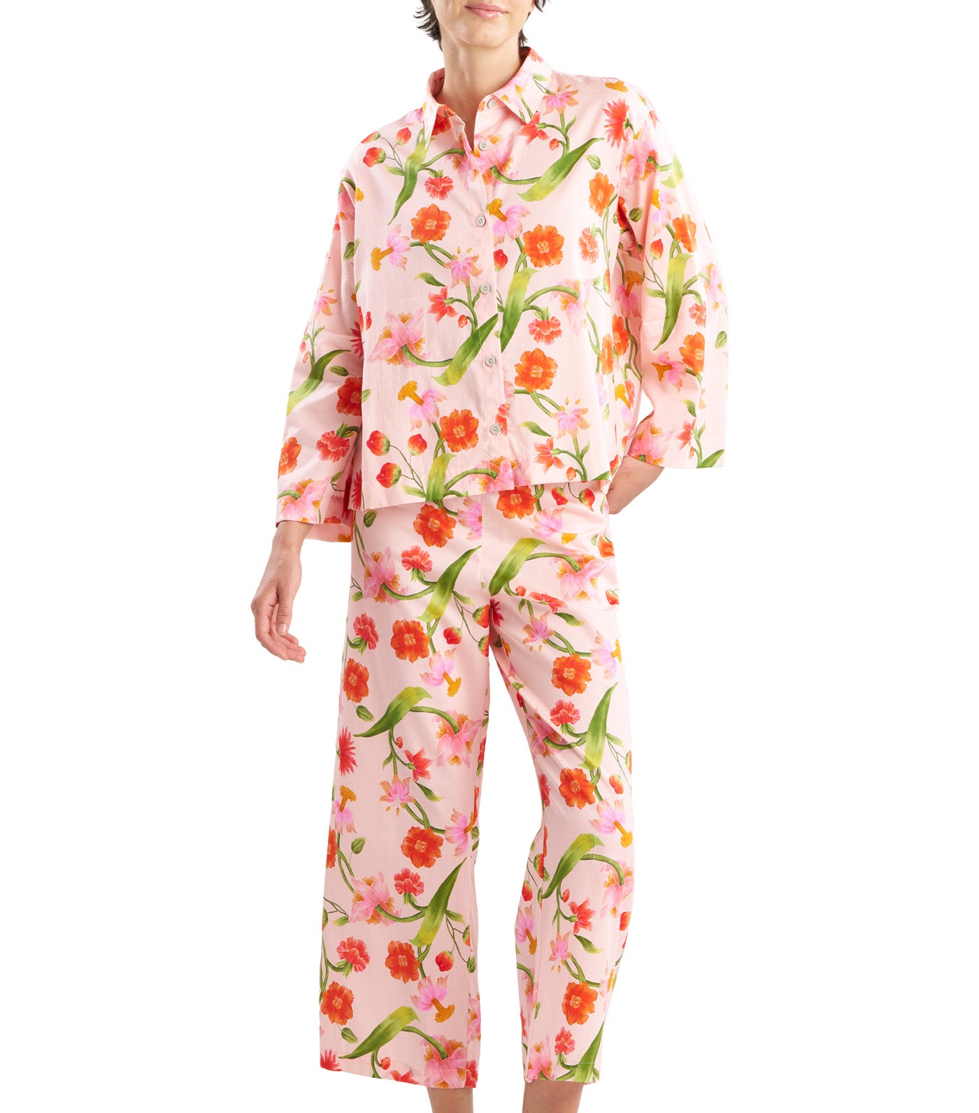 Solene Cotton Sateen Notch Pajama Set
