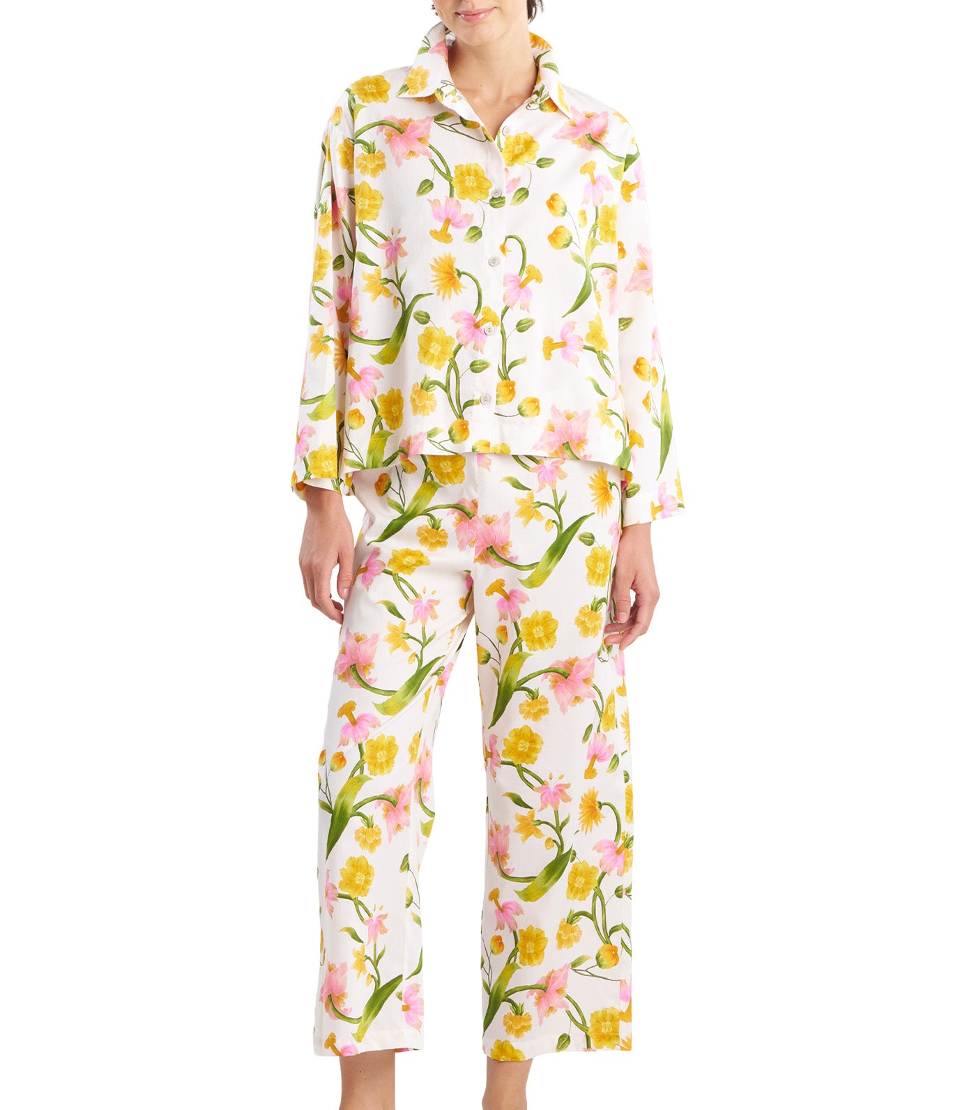Solene Cotton Sateen Notch Pajama Set