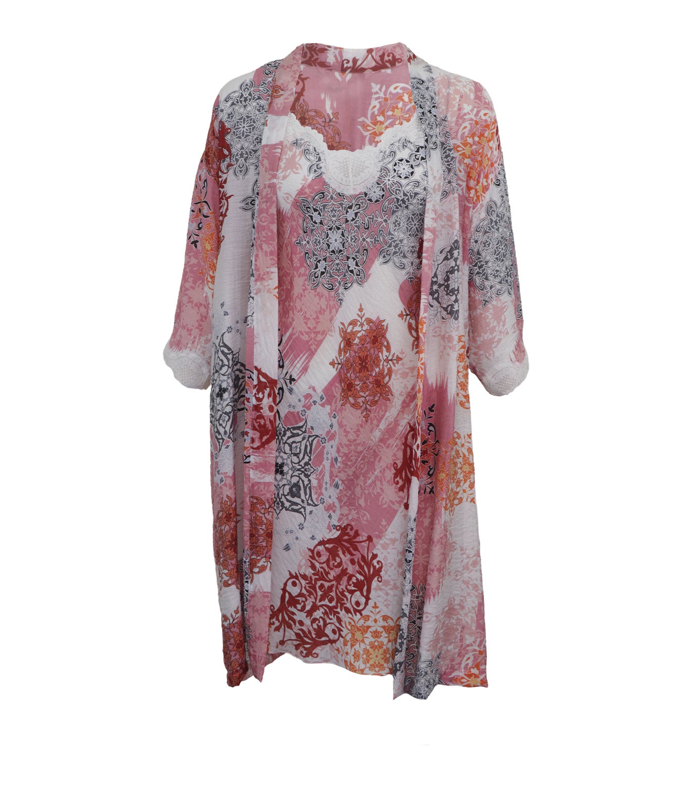 Cio Peignoir Set Pink Multi