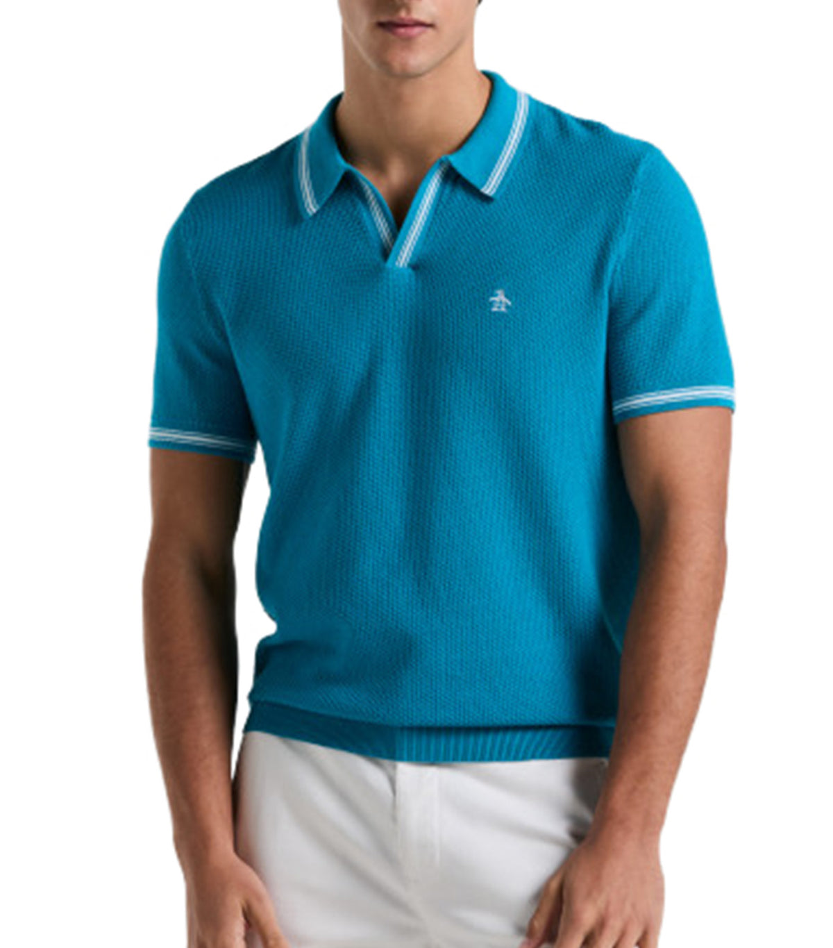 Collar Sweater Polo Mosaic Blue