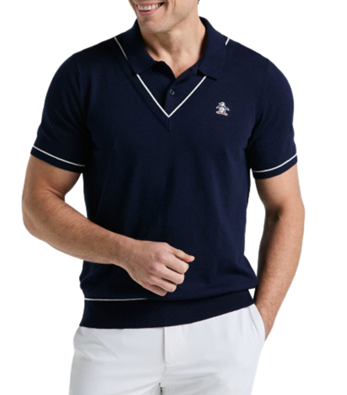 Short-Sleeve Sweater Polo Black Iris
