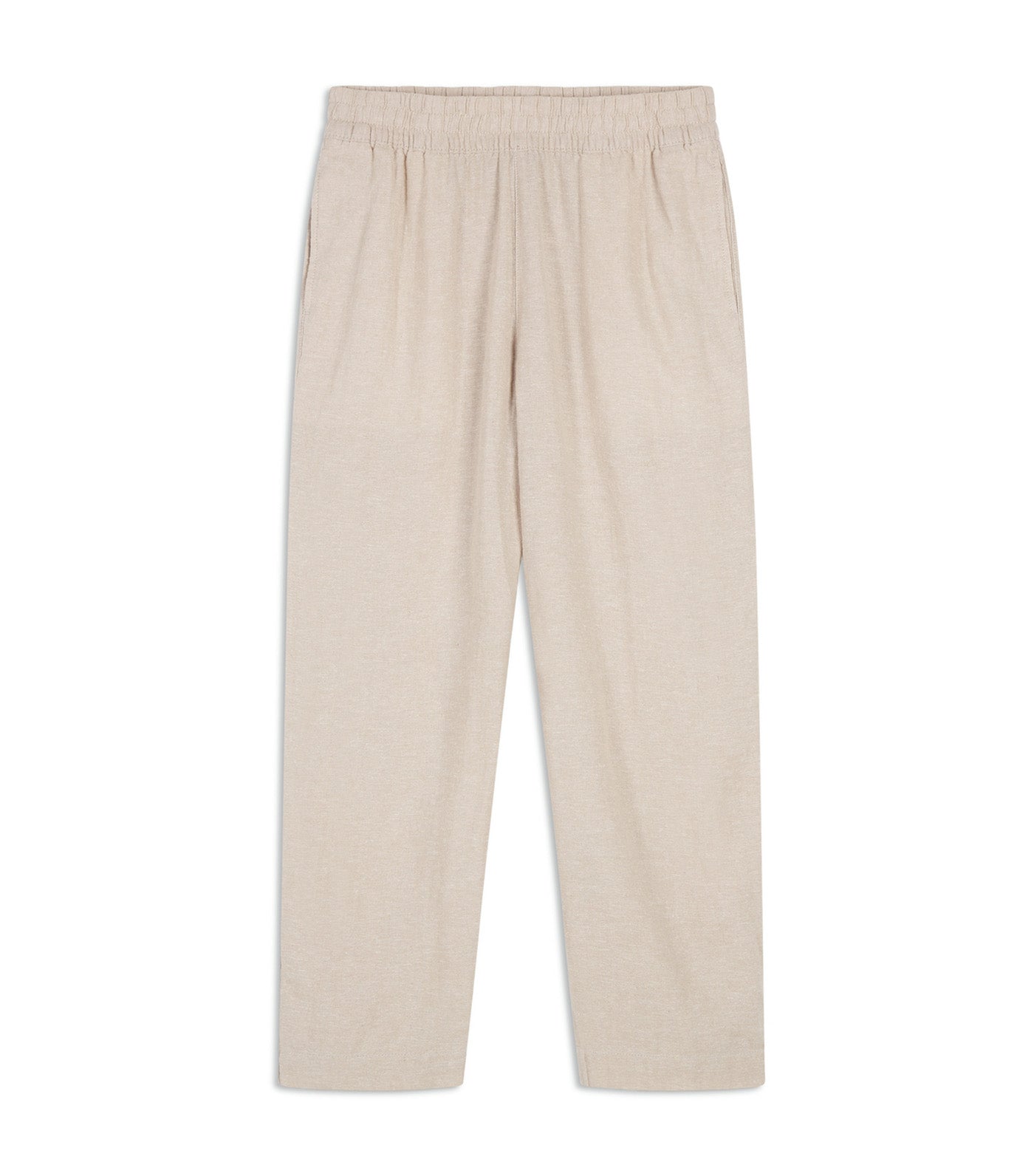 Women's High-Waisted Linen-Blend Straight Pants Flax Linen