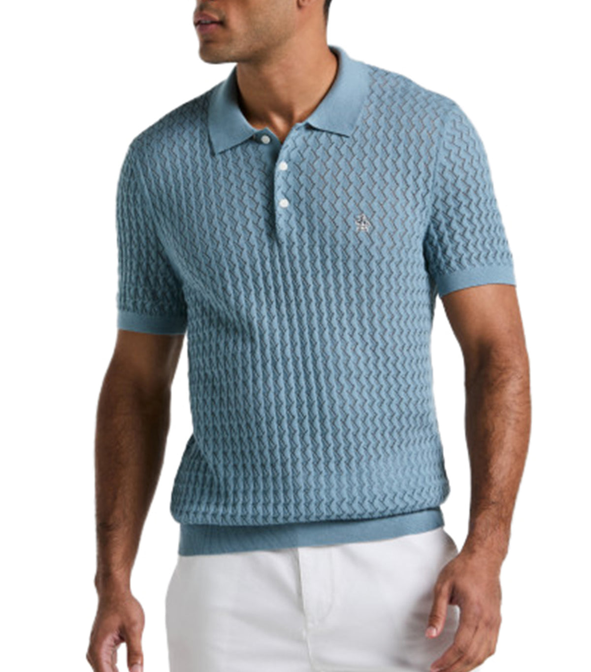 Textured Sweater Polo Tourmaline/Citadel