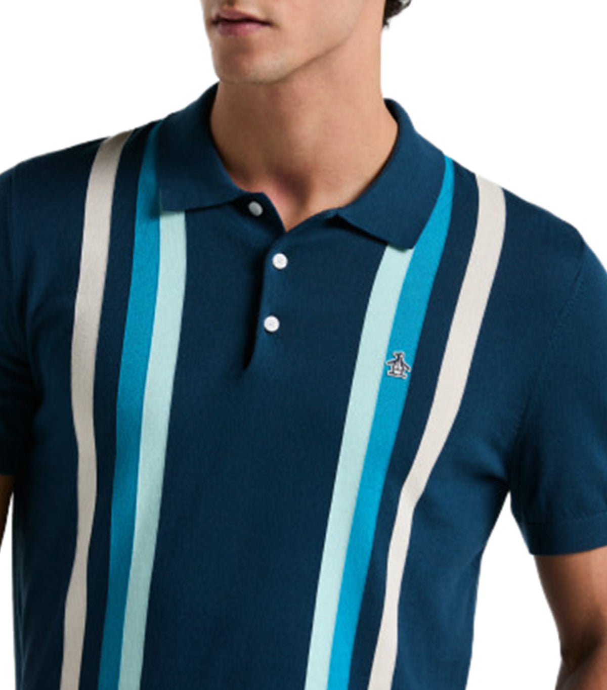 Stripe Sweater Polo Blue Wing Teal