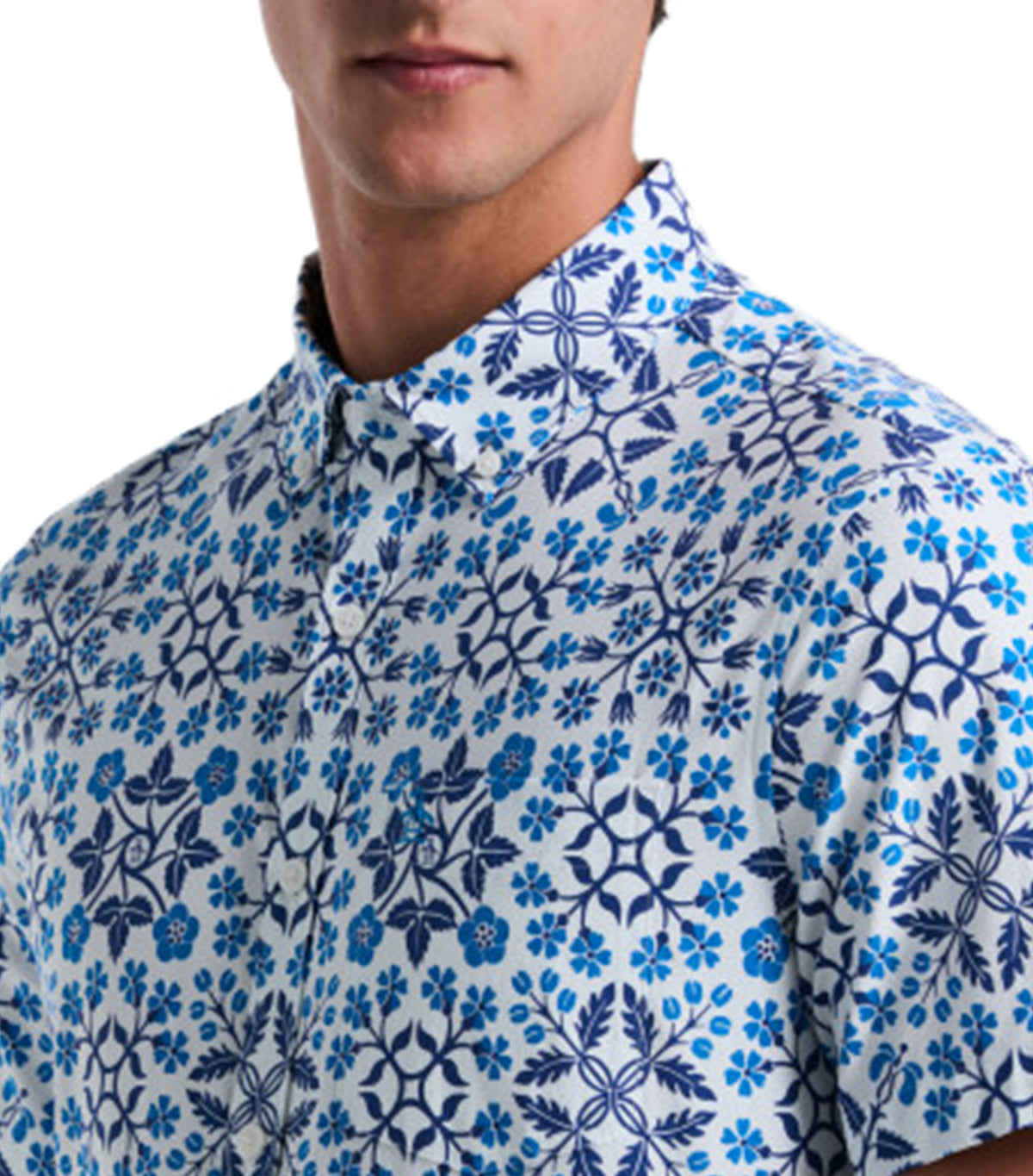 Short-Sleeve Cotton All-Over-Print Talavera Bright White