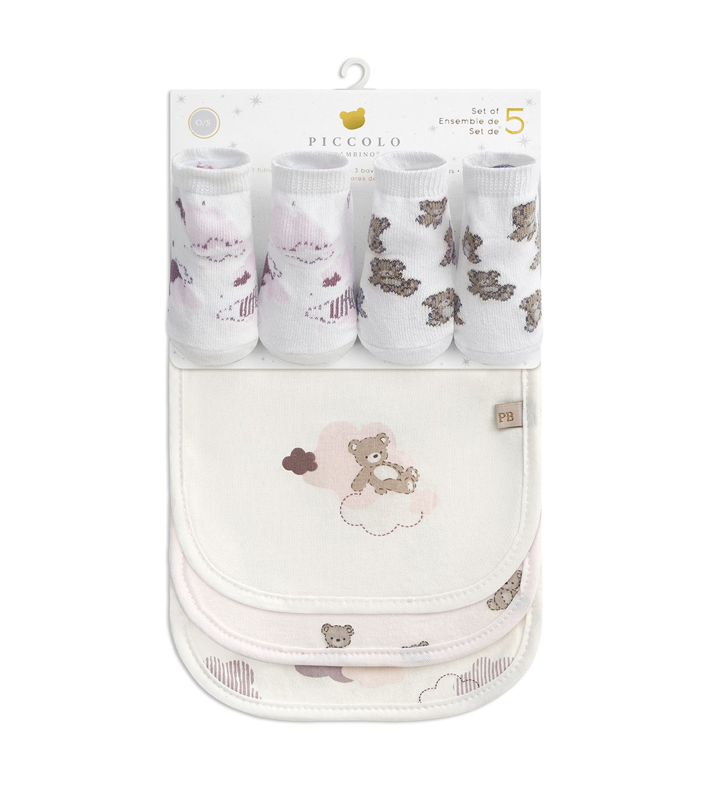 3 Milk Bibs and 2 Sock Set