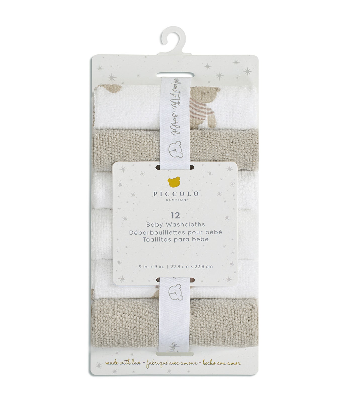 Piccolo Bambino 12-Pack Washcloths Beige