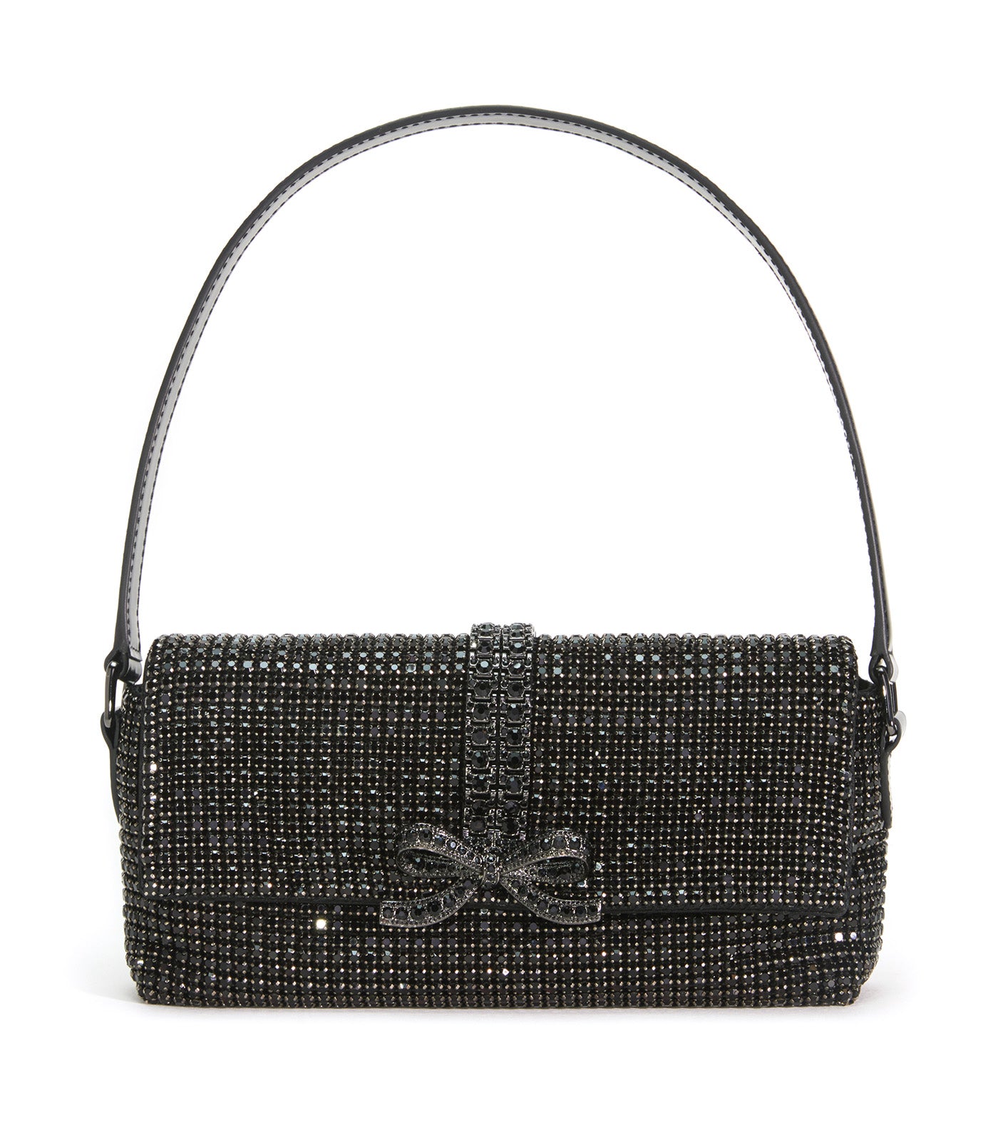 Rhinestone Chainmail Baguette Bag Black