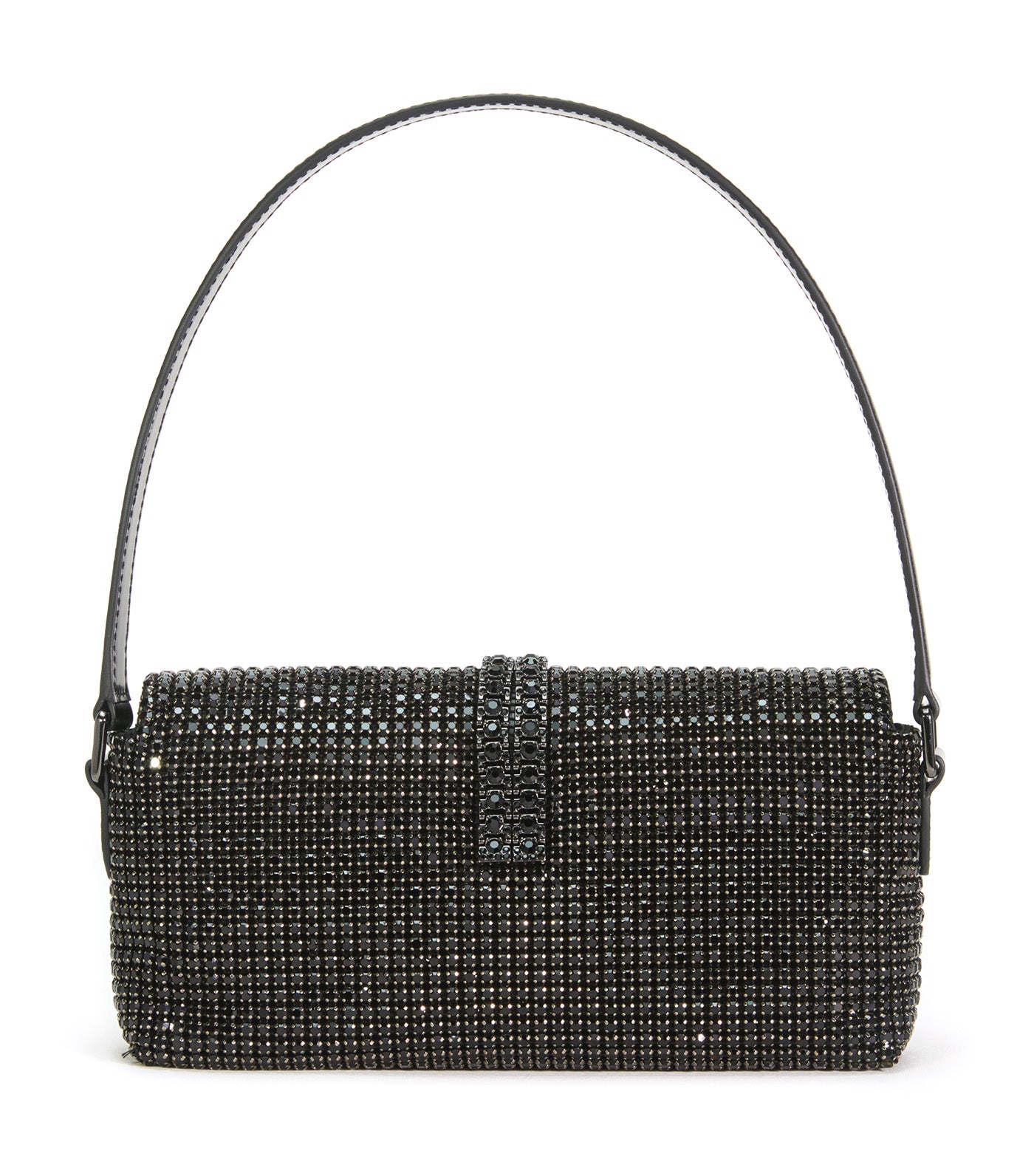 Rhinestone Chainmail Baguette Bag Black