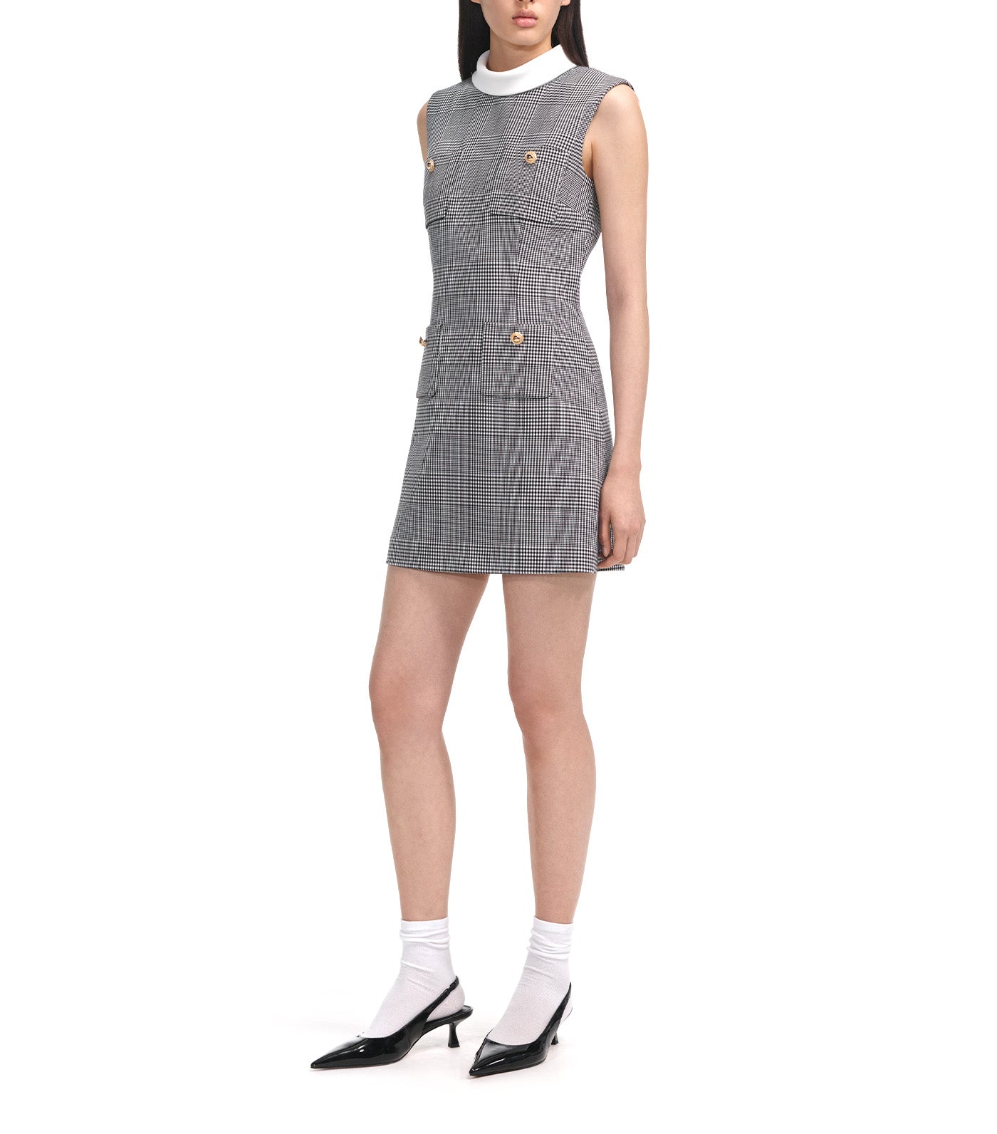 Sleeveless Prince Of Wales Check Mini Dress