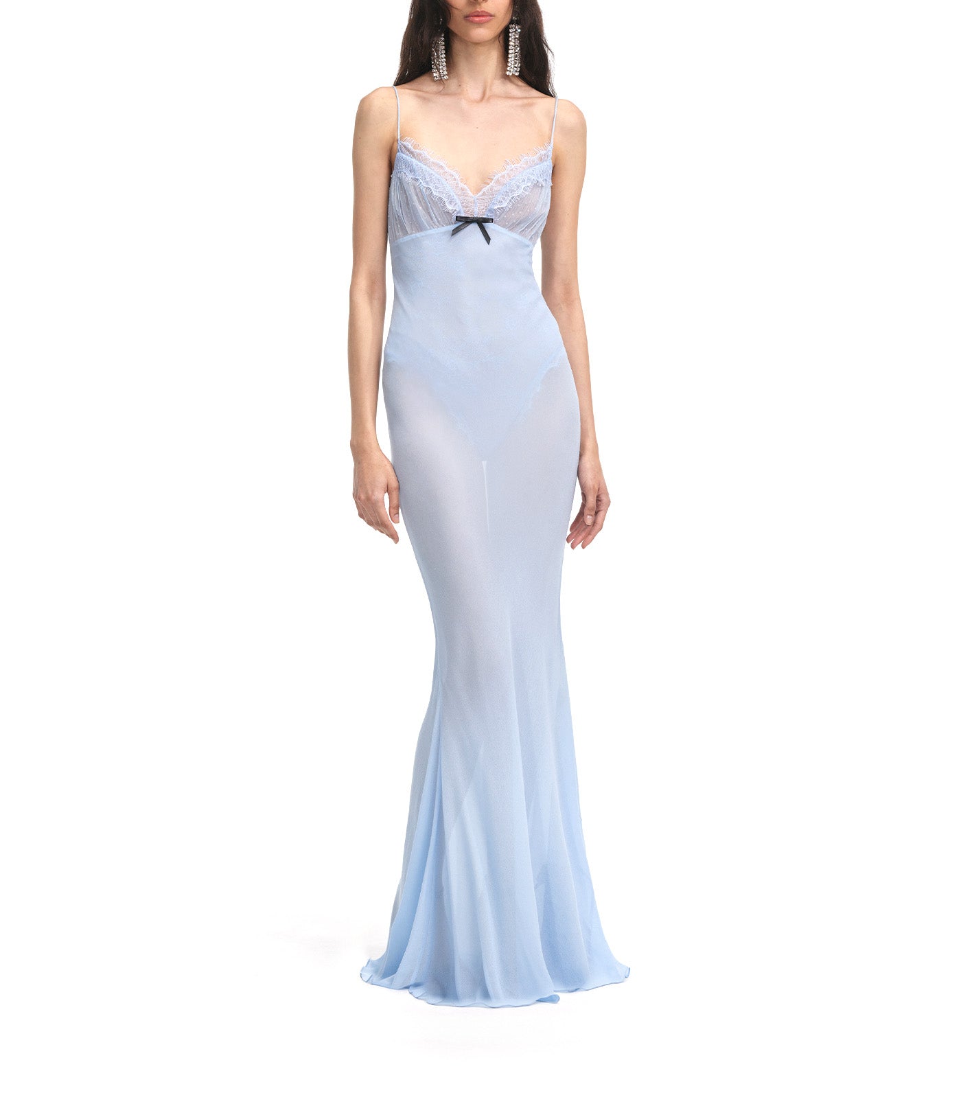 Strappy Georgette Maxi Dress Blue