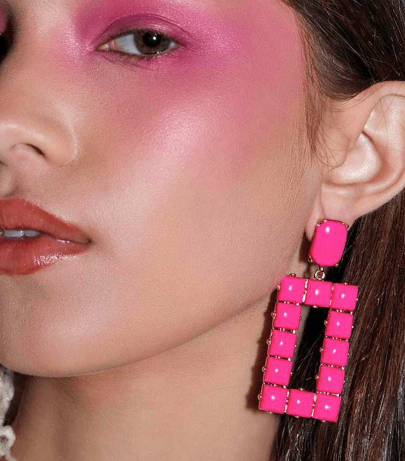 Color Pop Square Earrings Pink