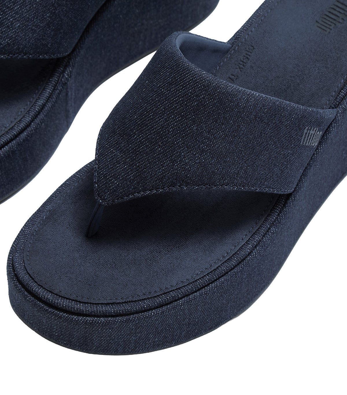 Platforms Denim Wedge Toe-Post Sandals Dark Denim