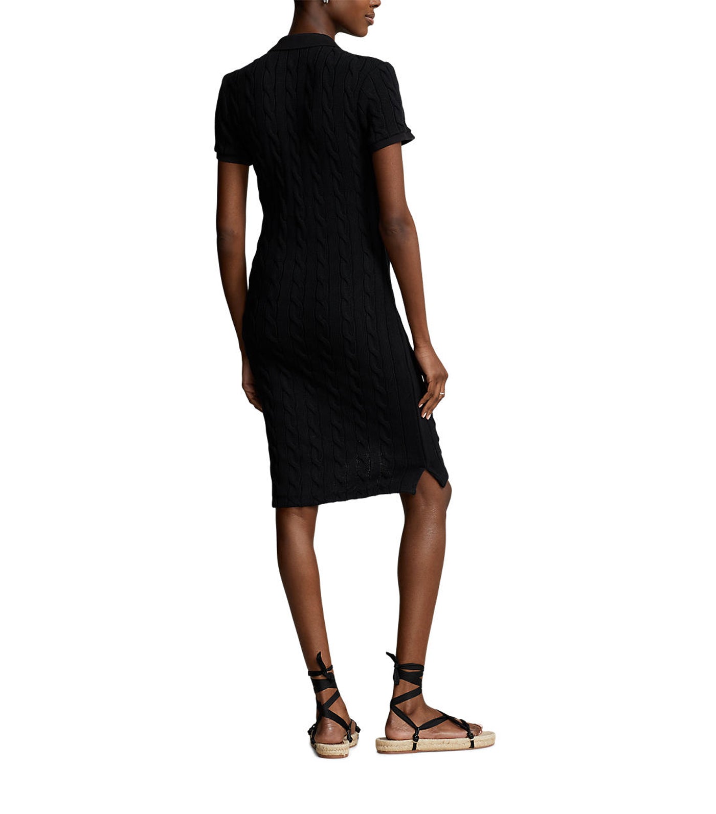 Women's Skinny Fit Cable Cotton Polo Dress Black