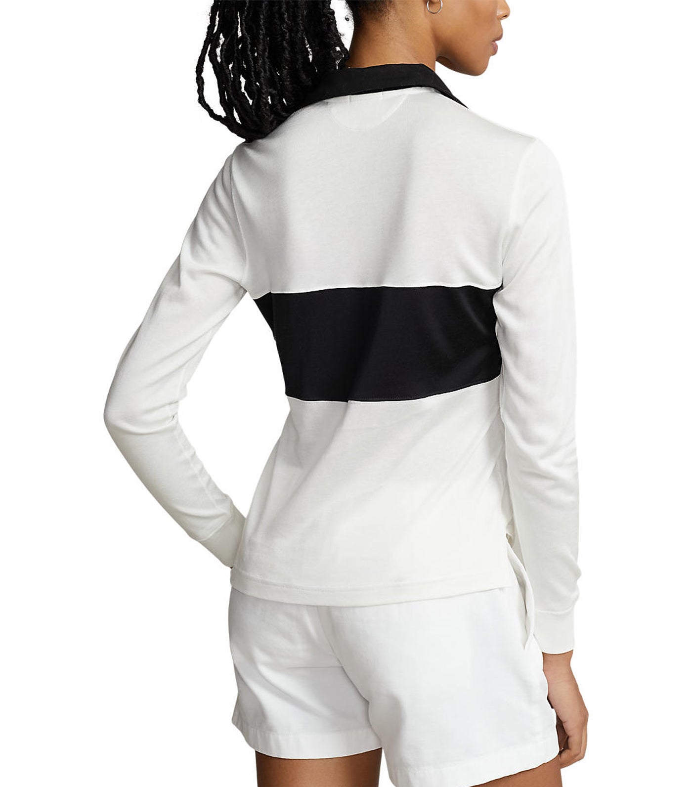 Women's Logo Lace-Up Jersey Polo Shirt Deckwash White