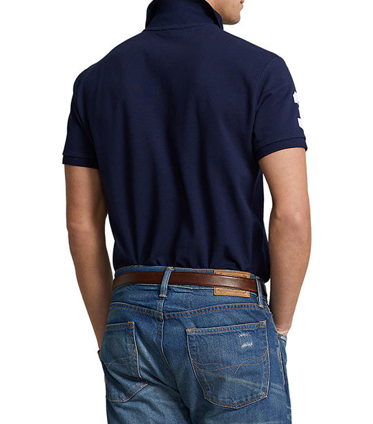 Men's Custom Slim Fit Logo Mesh Polo Shirt Cruise Navy