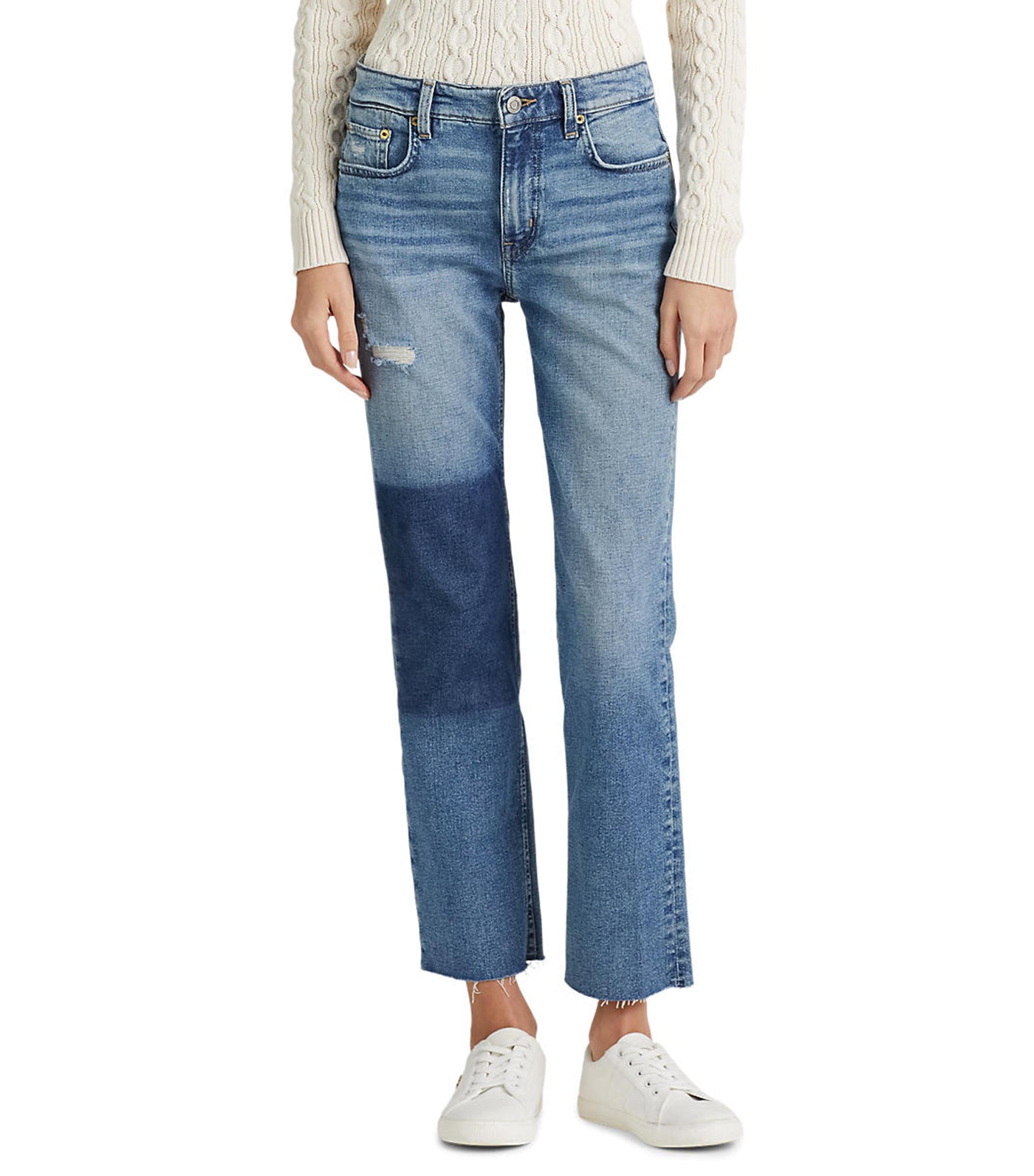 Women's High Rise Straight Cropped Jean Ink Blue